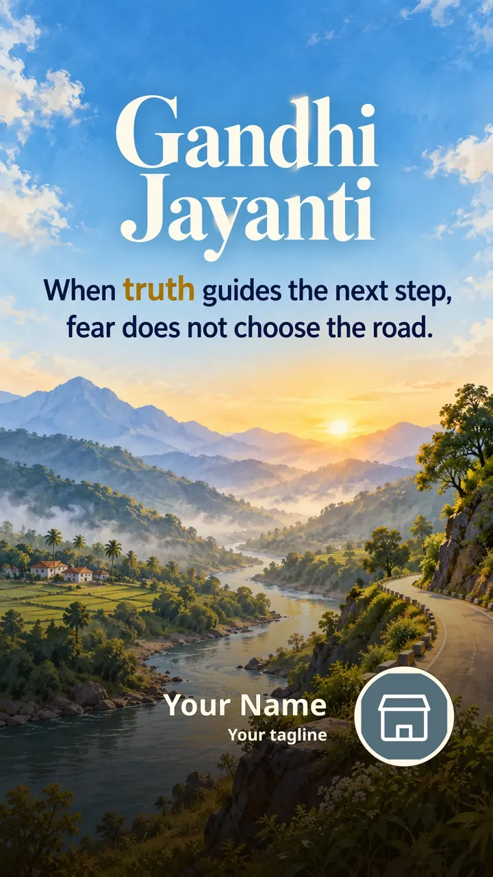 Gandhi Jayanti - When truth guides the next step, - Festival Image, Mountains, River