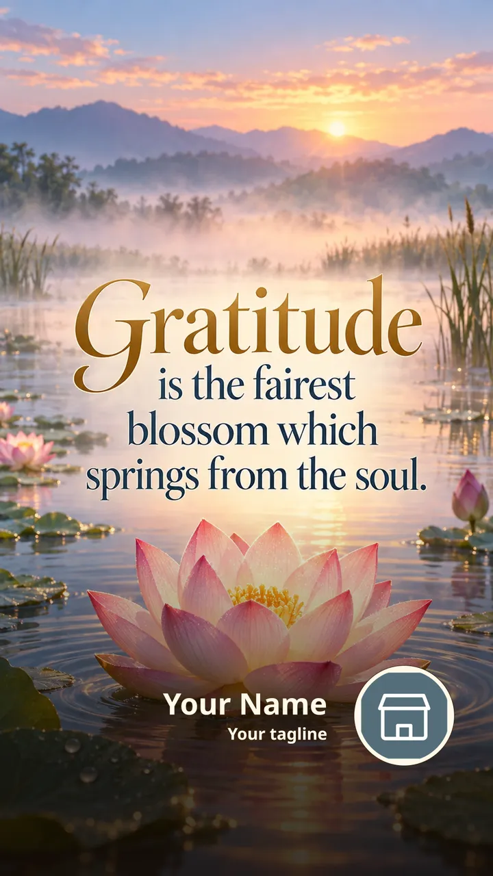 Gratitude - Quote Image, Lotus, Nature, River
