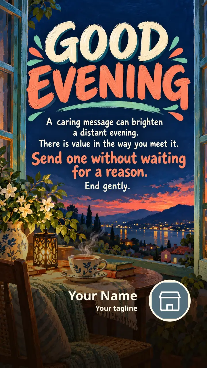 GOOD EVENING - A caring message can brighten a distant evening. - Good Evening Image