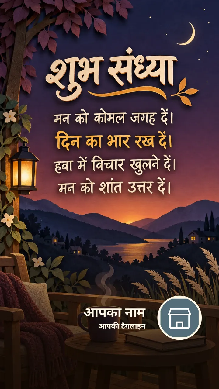 शुभ संध्या - मन को कोमल जगह दें। - दिन का भार रख दें। - Sandhya Image