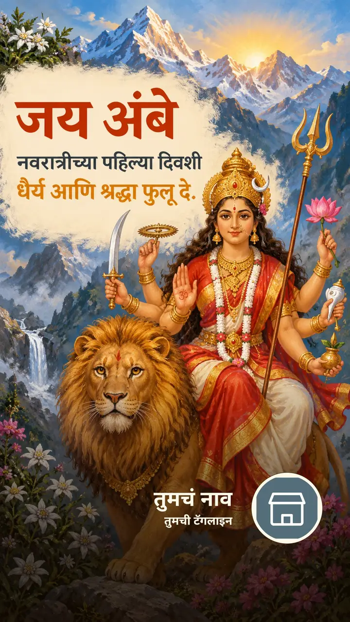 जय अंबे - नवरात्रीच्या पहिल्या दिवशी - Festival Image, फुलं, डोंगर, दुर्गा