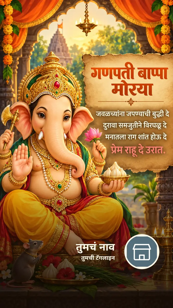 गणपती बाप्पा मोरया - जवळच्यांना जपण्याची बुद्धी दे - Bhakti Image, गणपती