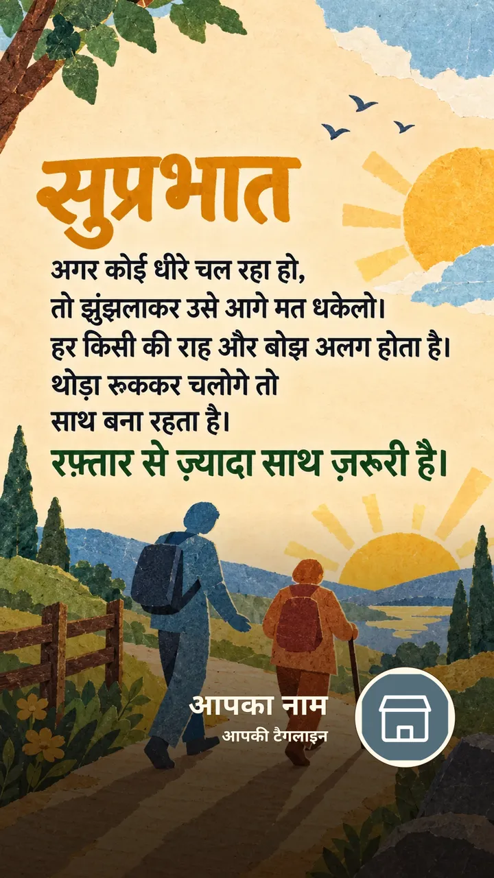 सुप्रभात - अगर कोई धीरे चल रहा हो, - Suprabhat Image, जोड़ा