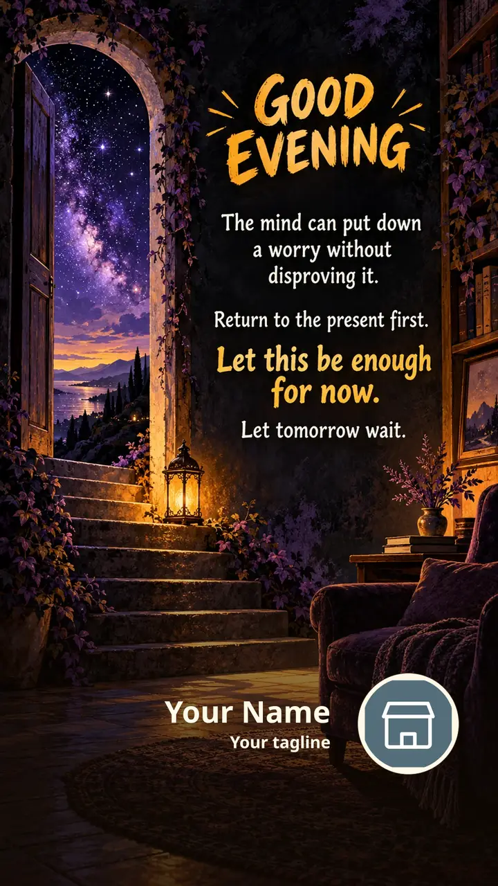 GOOD EVENING - The mind can put down a worry without disproving it. - Good Evening Image