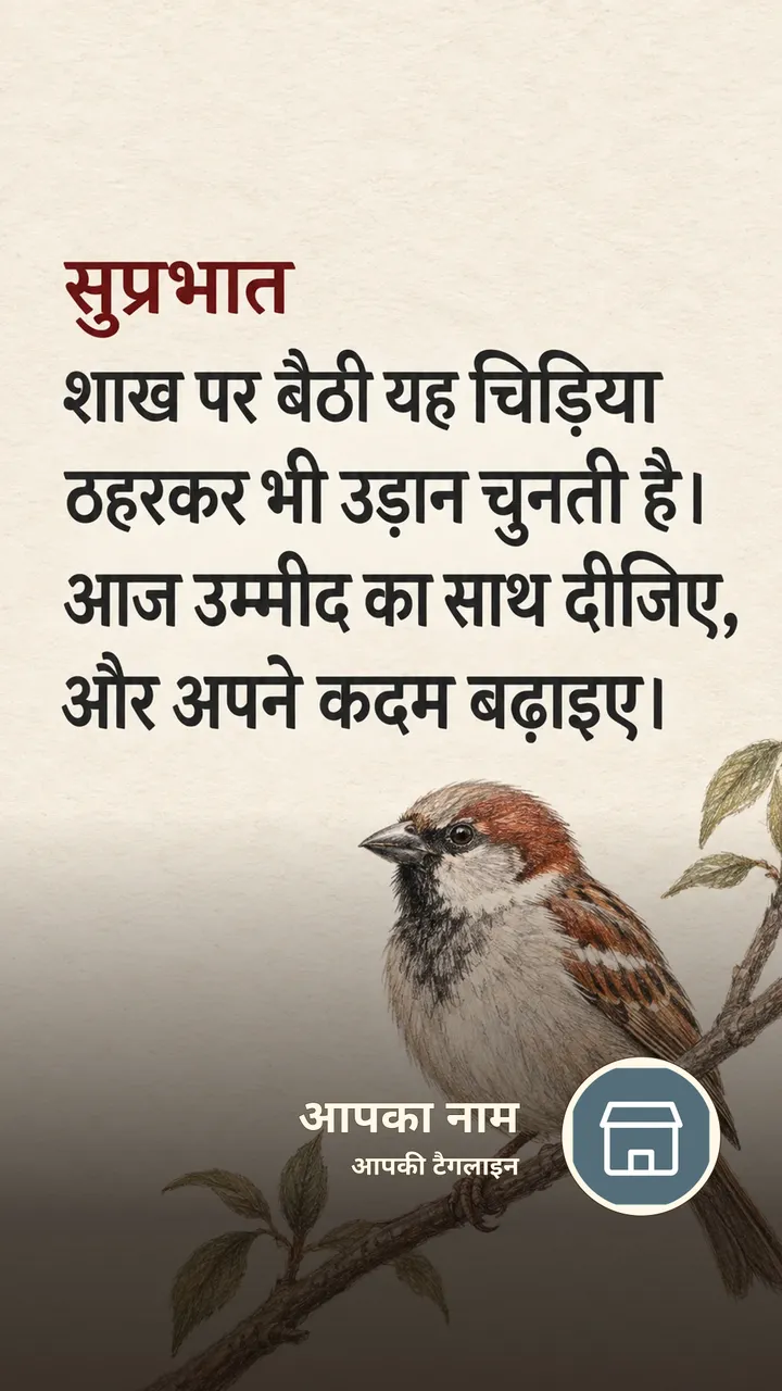 सुप्रभात - शाख पर बैठी यह चिड़िया - Suprabhat Image, पक्षी