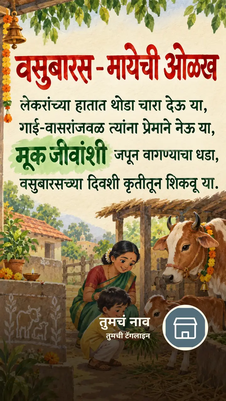 वसुबारस - मायेची ओळख - Festival Image, फुलं, गाव, कुटुंब, मुलं