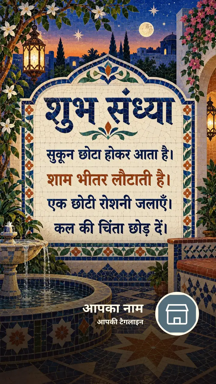 शुभ संध्या - सुकून छोटा होकर आता है। - शाम भीतर लौटाती - Sandhya Image