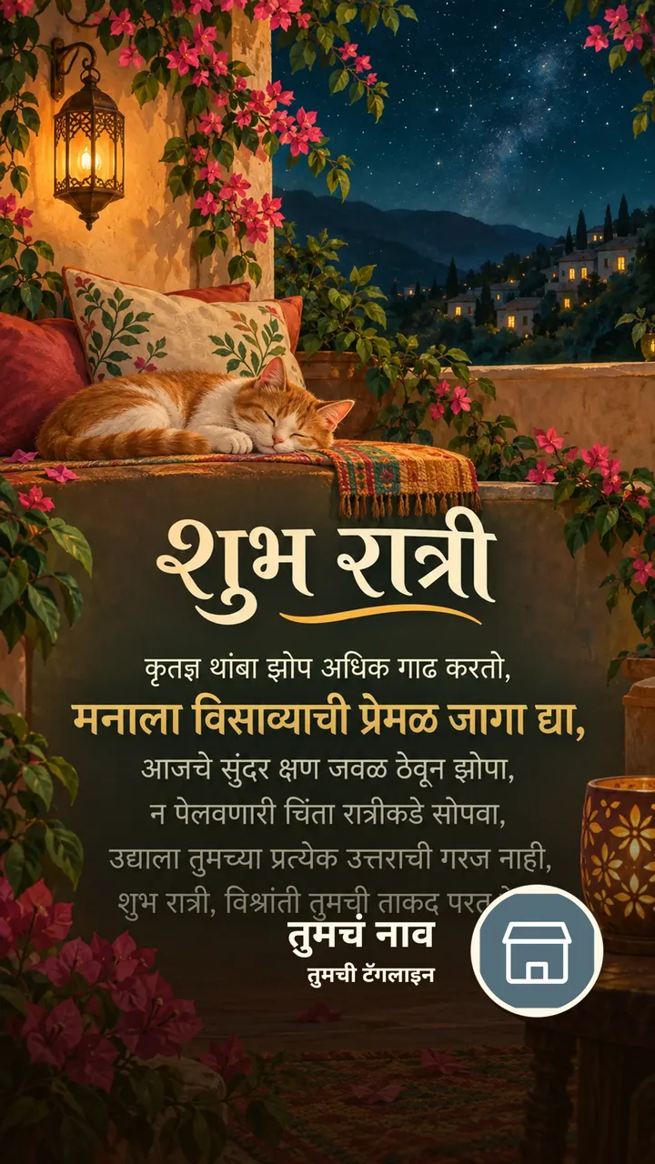 शुभ रात्री - कृतज्ञ थांबा झोप अधिक गाढ करतो, - मनाला विसाव्याची - Shubh Ratri Image, चंद्र, चांदण्या, मेणबत्ती