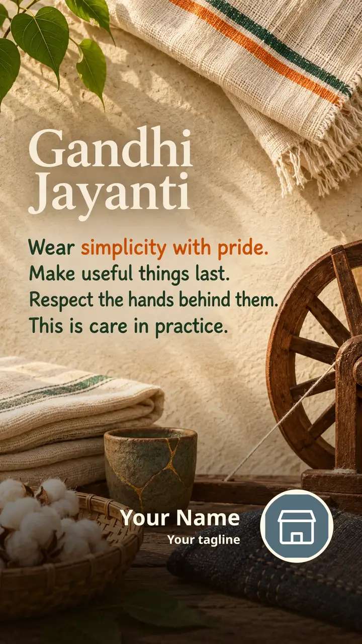 Gandhi Jayanti - Wear simplicity with pride. - Festival Image, Flowers, Village
