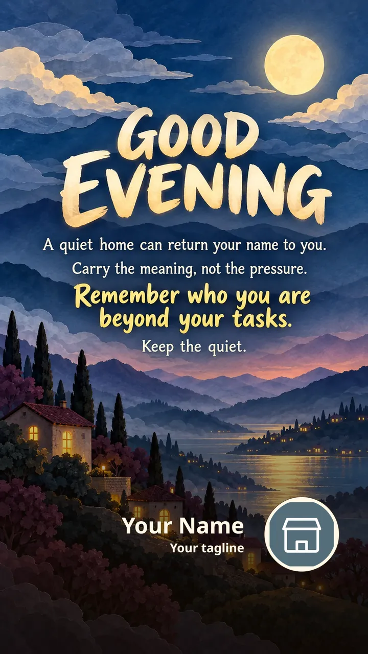 GOOD EVENING - A quiet home can return your name to you. - Good Evening Image