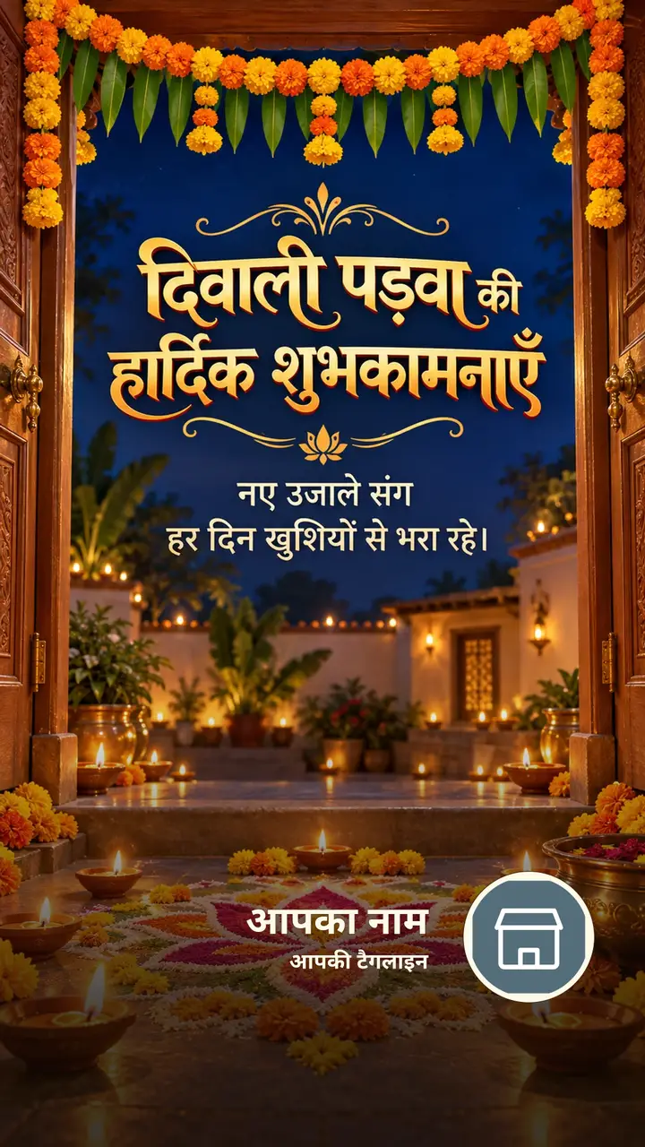 दिवाली पड़वा की हार्दिक शुभकामनाएँ - Festival Image, फूल, दीया