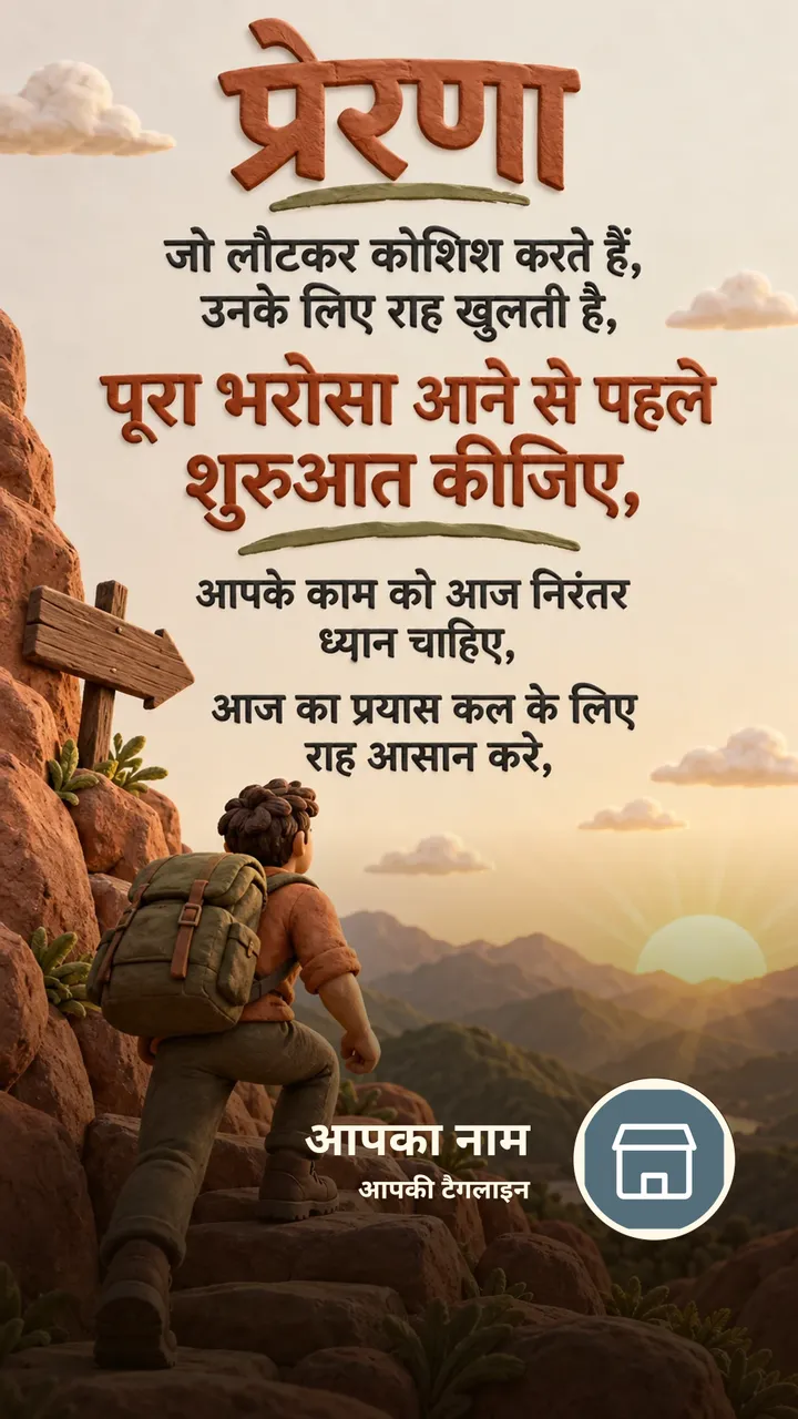प्रेरणा - जो लौटकर कोशिश करते हैं, उनके लिए राह खुलती है, - पूरा - Motivational Image, प्रकृति, पहाड़