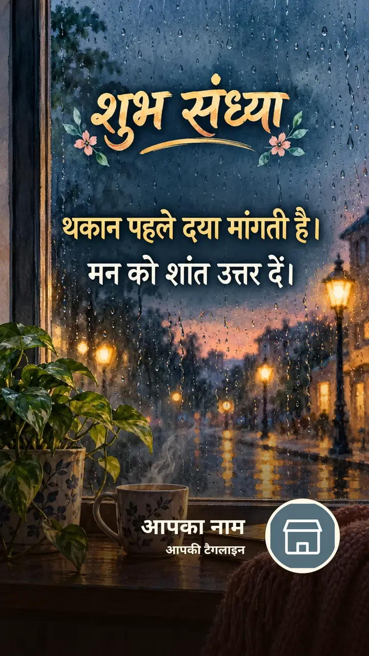 शुभ संध्या - थकान पहले दया मांगती है। - मन को शांत उत्तर - Sandhya Image