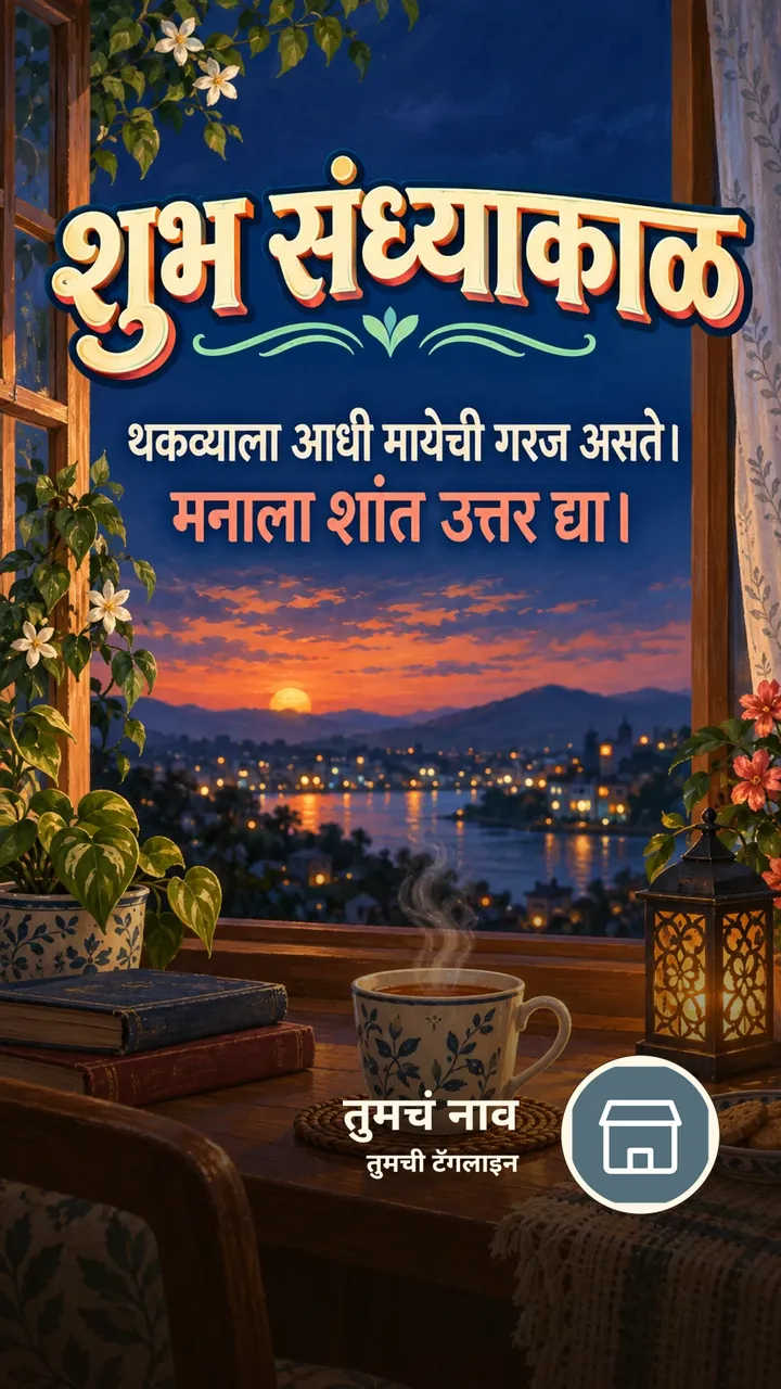 शुभ संध्याकाळ - थकव्याला आधी मायेची गरज असते। - मनाला शांत उत्तर द्या। - Sandhyakal Image