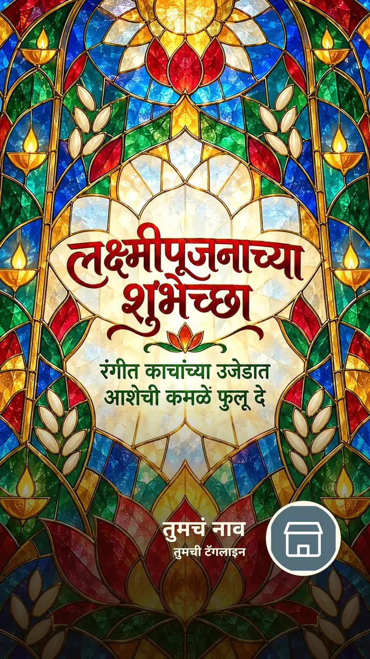 लक्ष्मीपूजनाच्या शुभेच्छा - रंगीत काचांच्या उजेडात - Festival Image, फुलं, कमळ, दिवा