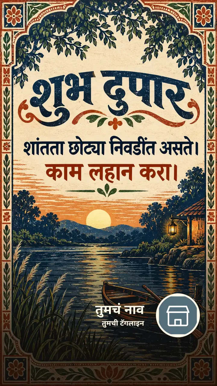शुभ दुपार - शांतता छोट्या निवडींत असते। - काम लहान करा। - Shubh Dupar Image