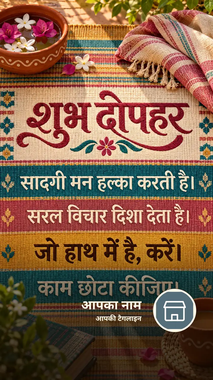 शुभ दोपहर - सादगी मन हल्का करती है। - सरल विचार दिशा - Dopahar Image