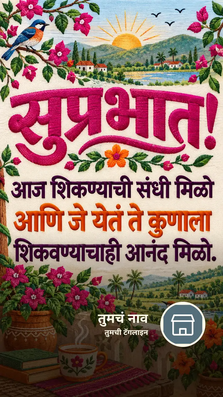 सुप्रभात! - आज शिकण्याची संधी मिळो - Shubh Sakal Image, फुलं, पक्षी