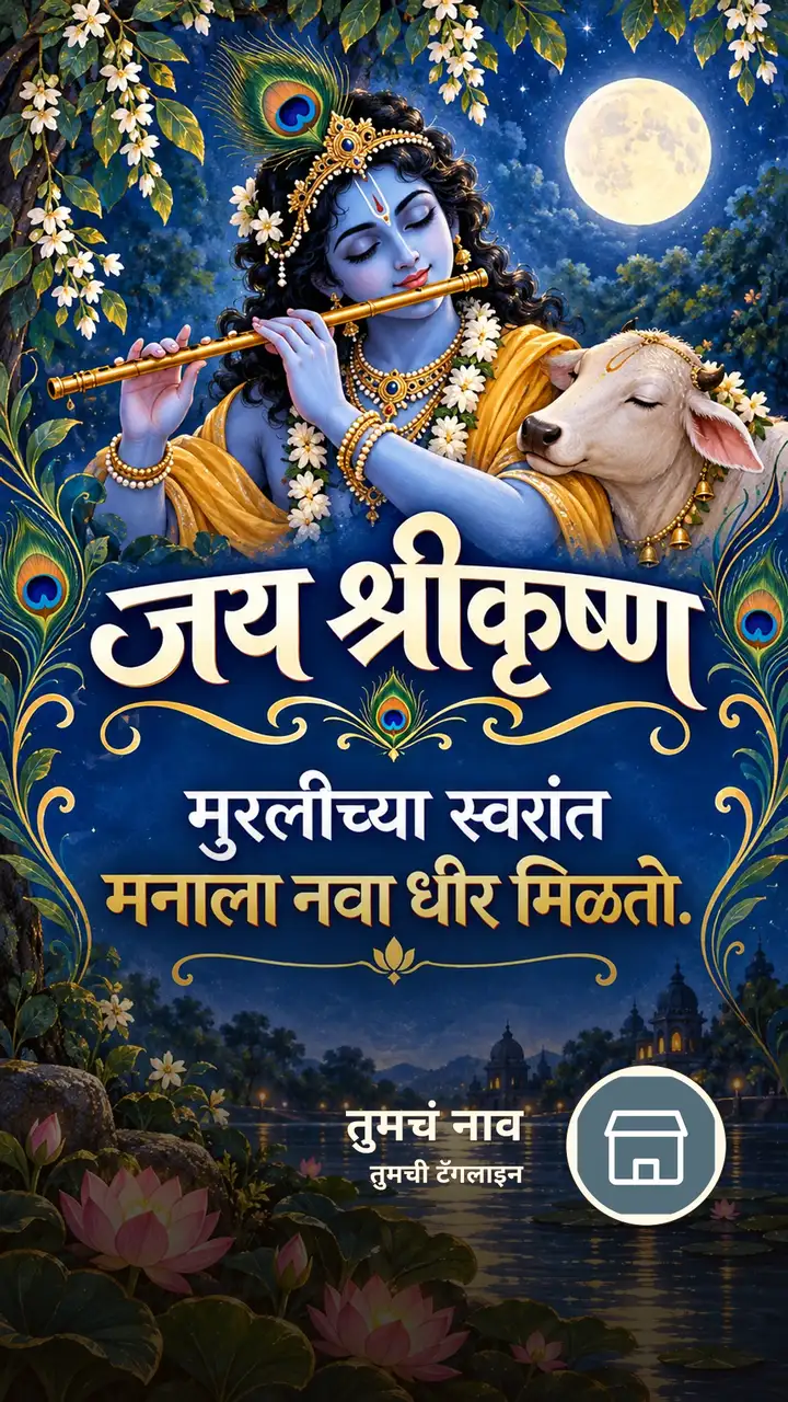 जय श्रीकृष्ण - मुरलीच्या स्वरांत - Bhakti Image, फुलं, कृष्ण