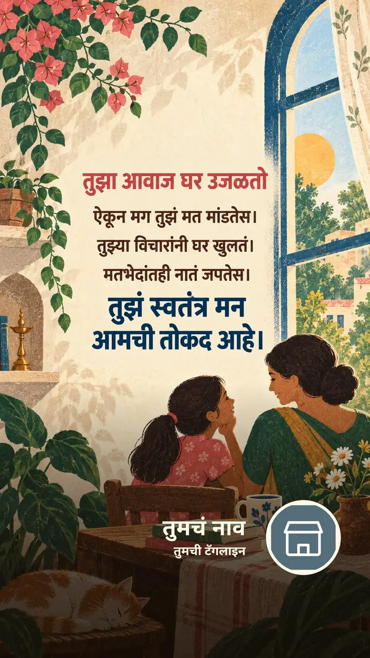 तुझा आवाज घर उजळतो - Festival Image, फुलं, कुटुंब, आई