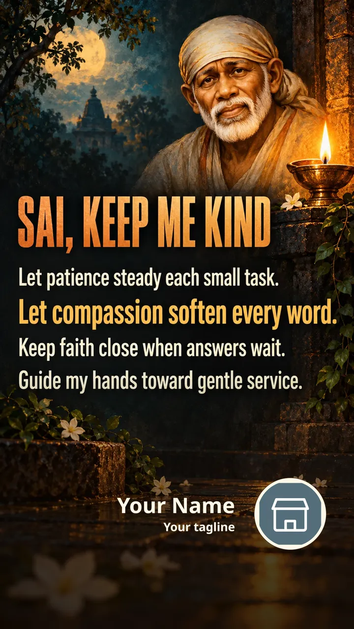Sai, Keep Me Kind - Devotional Image, Diya, Sai Baba
