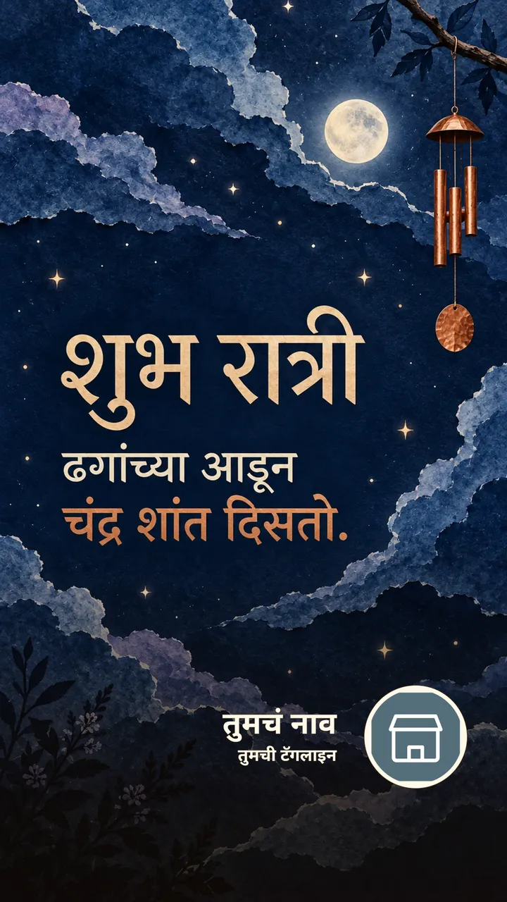 शुभ रात्री - ढगांच्या आडून - Shubh Ratri Image, आकाश, चंद्र