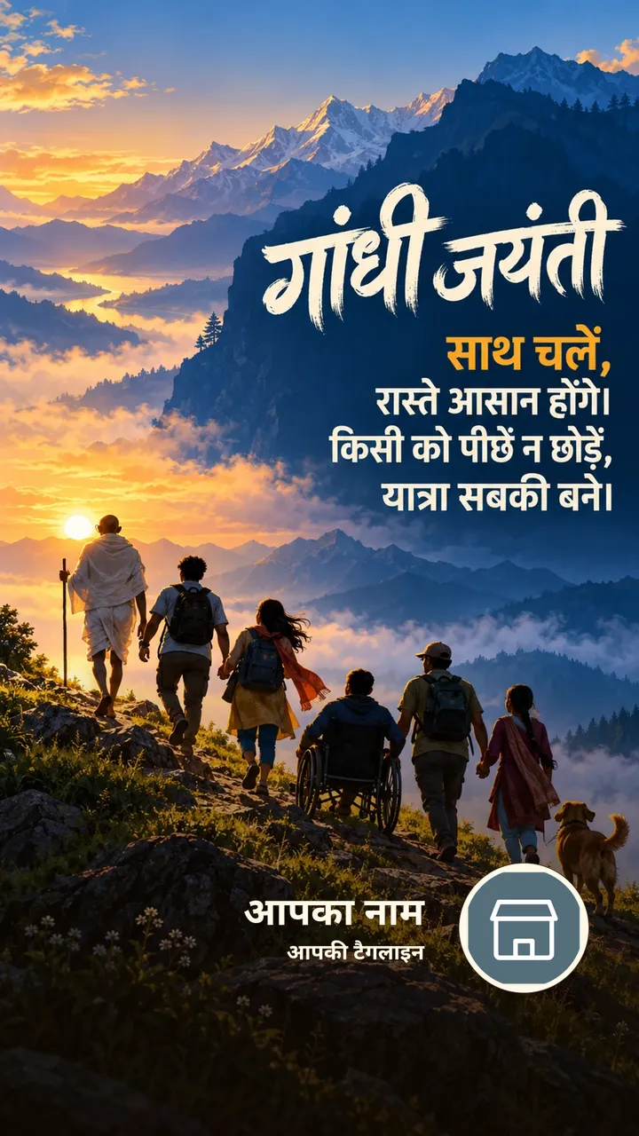 गांधी जयंती - साथ चलें, - Festival Image, पहाड़, दोस्त
