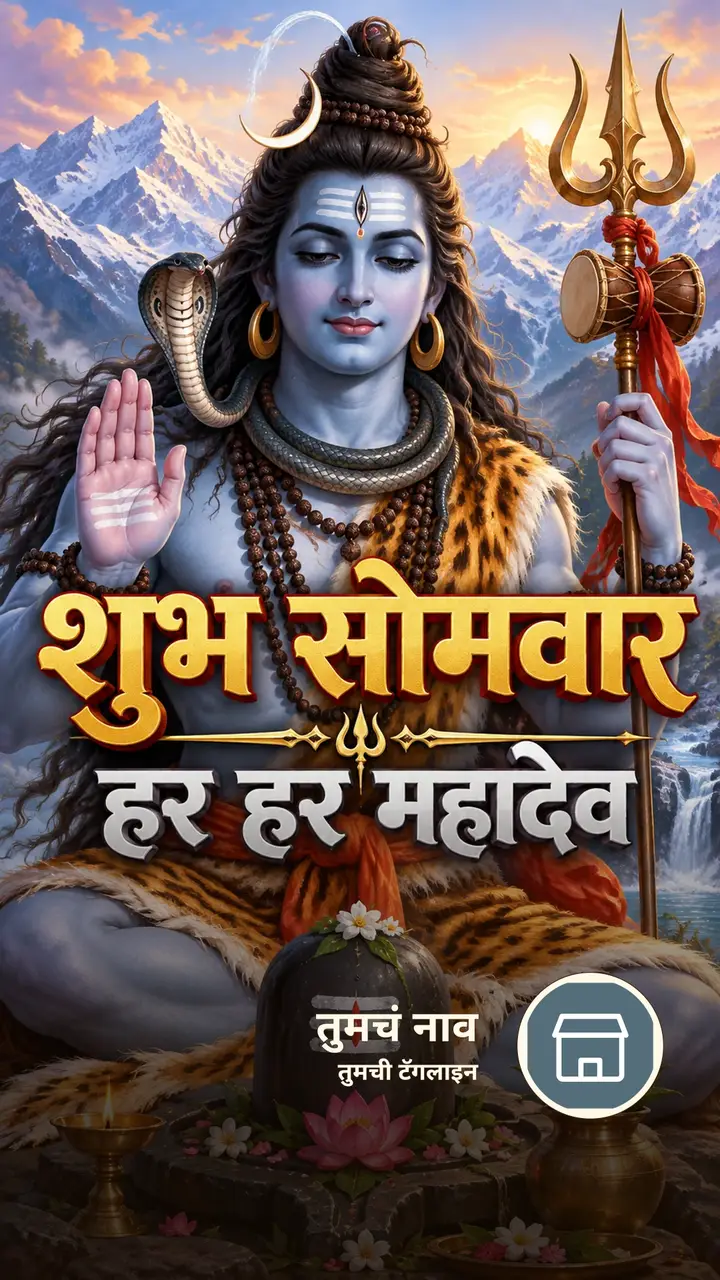 शुभ सोमवार - हर हर महादेव - Bhakti Image, डोंगर, आकाश, दिवा, शिव
