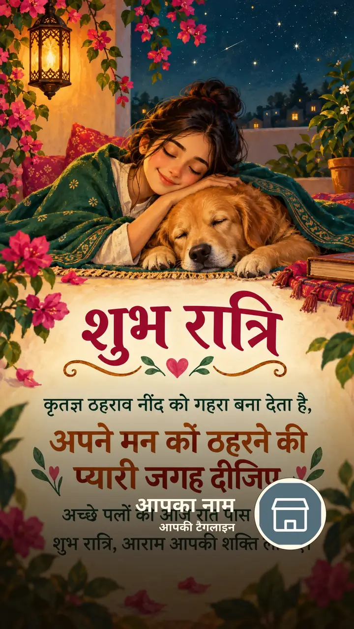 शुभ रात्रि - कृतज्ञ ठहराव नींद को गहरा बना देता है, - अपने मन को - Shubh Ratri Image, चाँद, तारे, मोमबत्ती