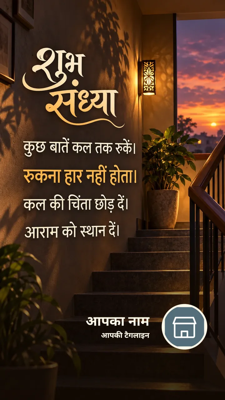 शुभ संध्या - कुछ बातें कल तक रुकें। - रुकना हार नहीं - Sandhya Image