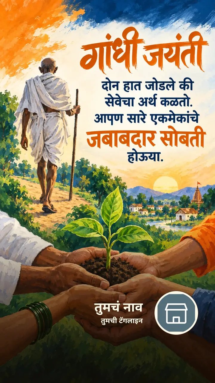 गांधी जयंती - दोन हात जोडले की - Festival Image, निसर्ग, मित्र