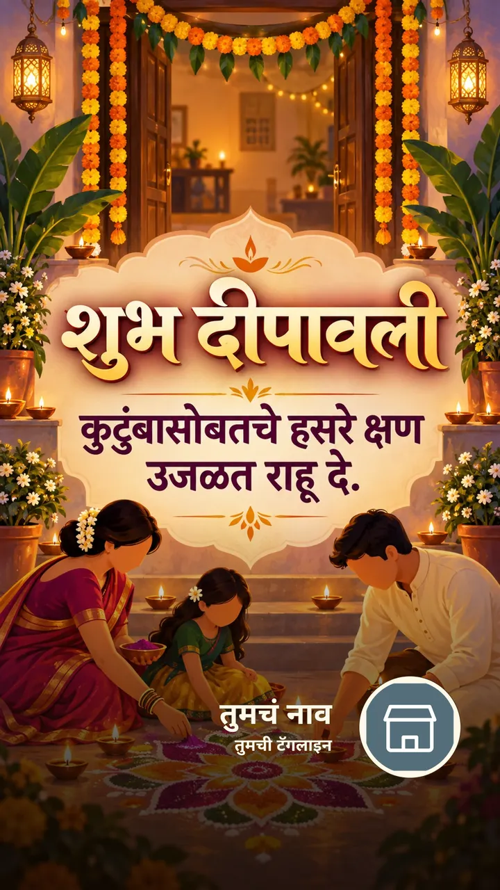 शुभ दीपावली - कुटुंबासोबतचे हसरे क्षण उजळत राहू दे. - Festival Image, फुलं, दिवा, कुटुंब