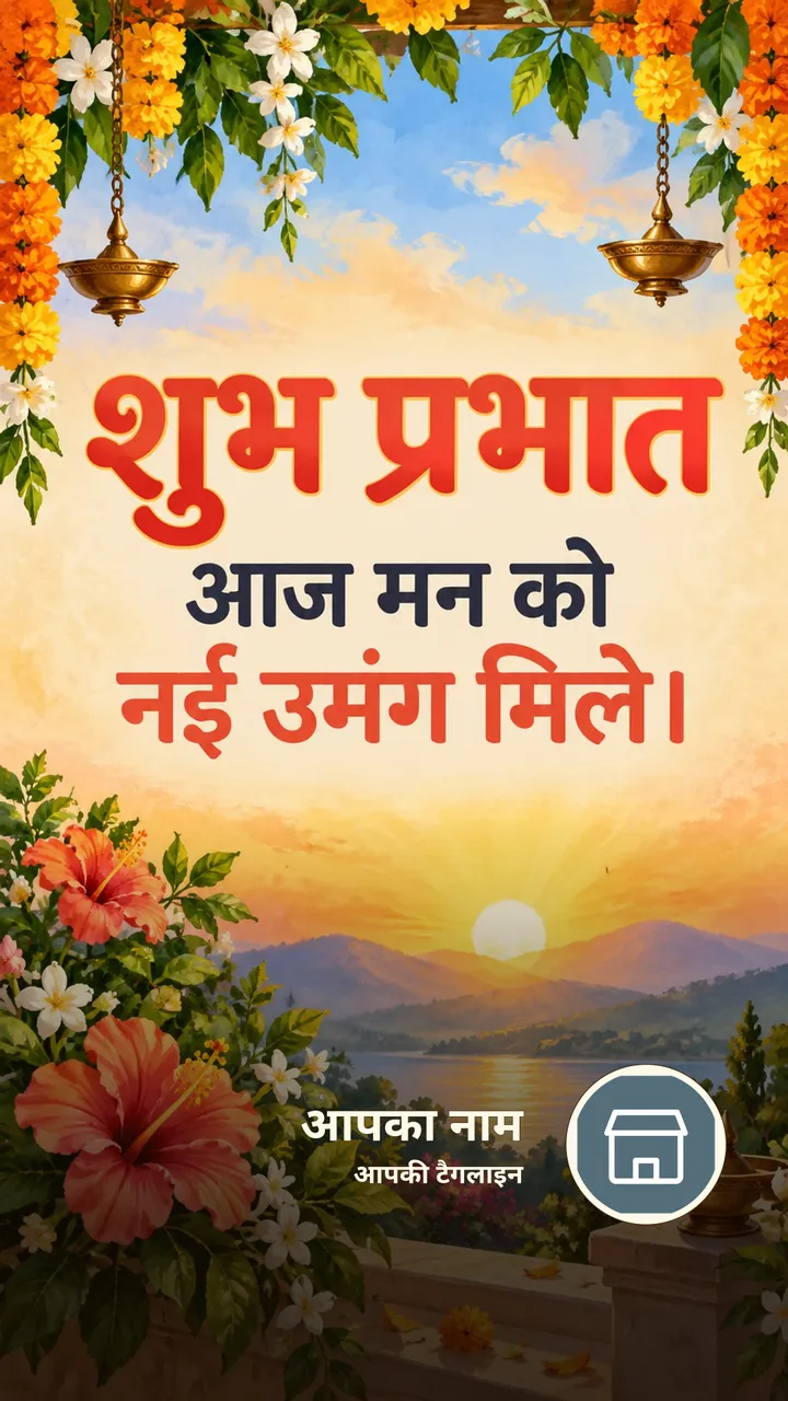 शुभ प्रभात - आज मन को नई उमंग मिले। - Suprabhat Image, फूल, सूर्योदय, दीया