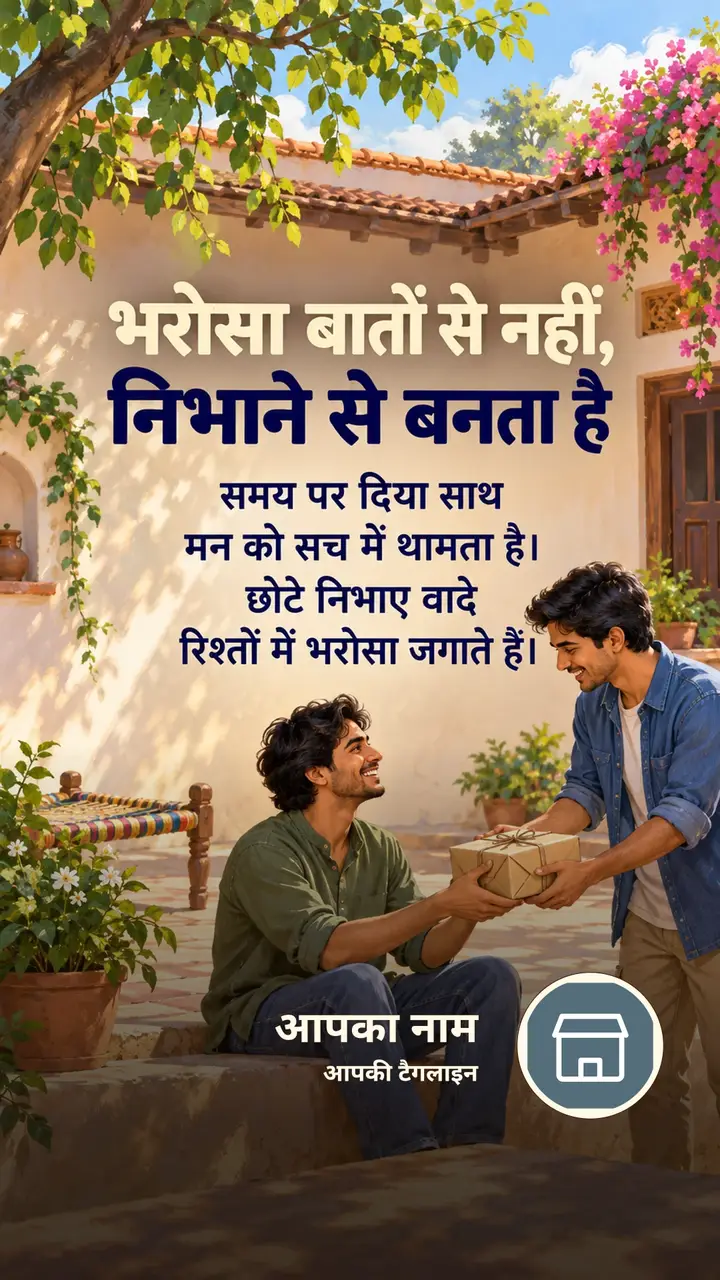 भरोसा बातों से नहीं, निभाने से बनता है - Suvichar Image, परिवार, दोस्त
