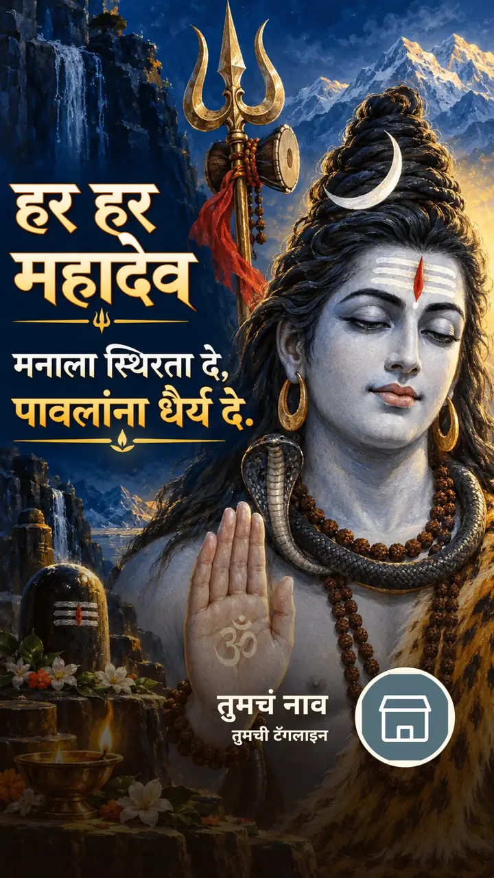हर हर महादेव - मनाला स्थिरता दे, - Bhakti Image, फुलं, दिवा, शिव, ॐ