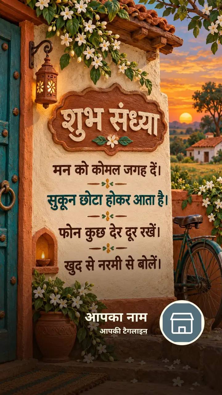 शुभ संध्या - मन को कोमल जगह दें। - सुकून छोटा होकर आता - Sandhya Image