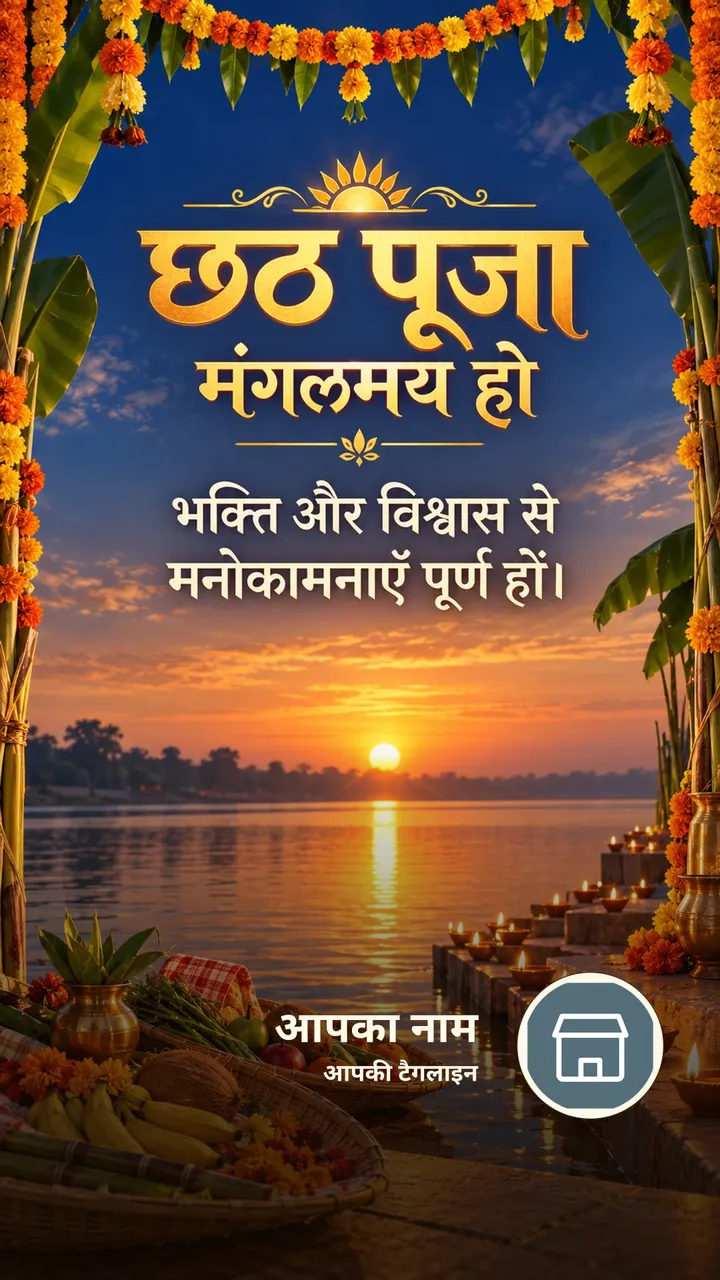 छठ पूजा मंगलमय हो - Festival Image, फूल, नदी, दीया