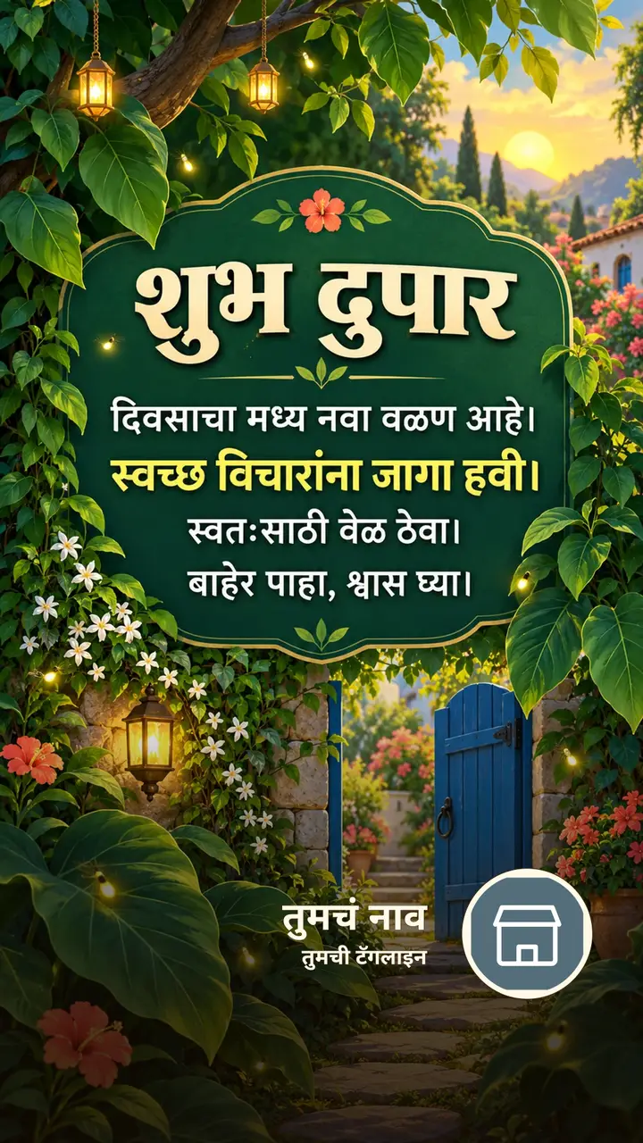 शुभ दुपार - दिवसाचा मध्य नवा वळण आहे। - स्वच्छ विचारांना - Shubh Dupar Image