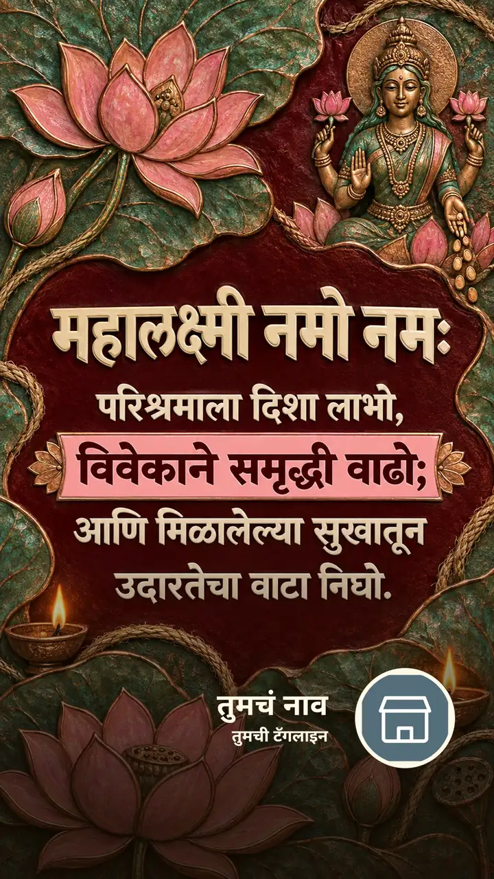 महालक्ष्मी नमो नमः - परिश्रमाला दिशा लाभो, - Bhakti Image, कमळ, दिवा, लक्ष्मी