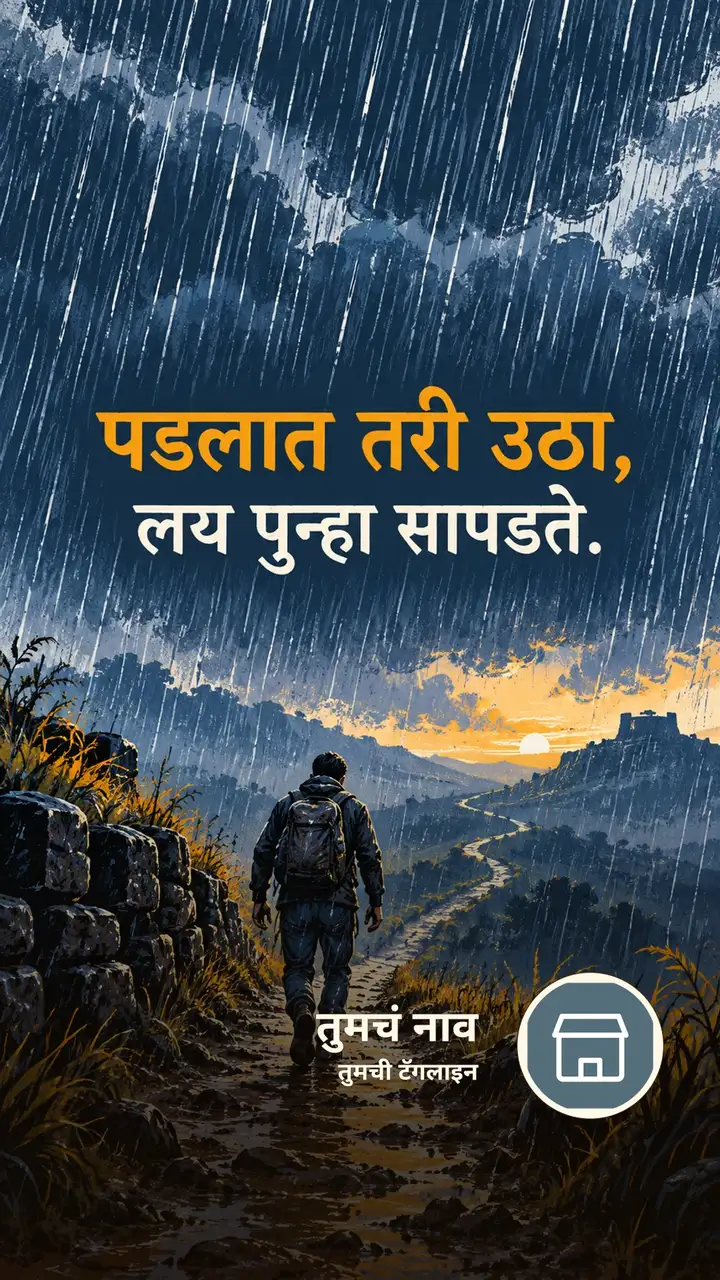 पडलात तरी उठा, - Motivation Image, पाऊस