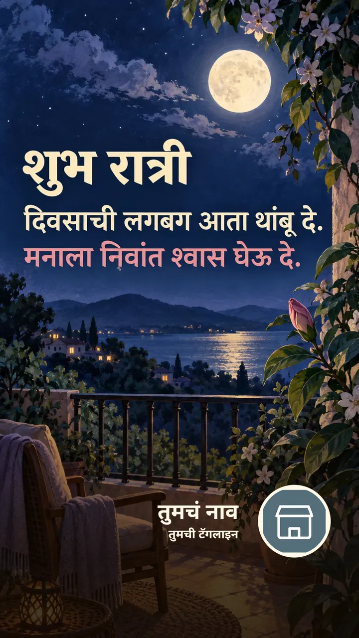 शुभ रात्री - दिवसाची लगबग आता थांबू दे. - Shubh Ratri Image, फुलं, चंद्र