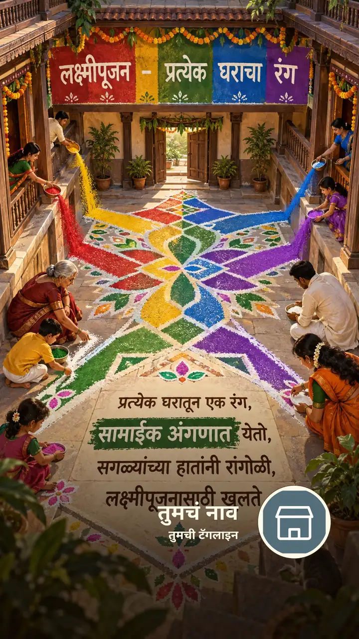 लक्ष्मीपूजन - प्रत्येक घराचा रंग - Festival Image, फुलं, दिवा, कुटुंब, मित्र