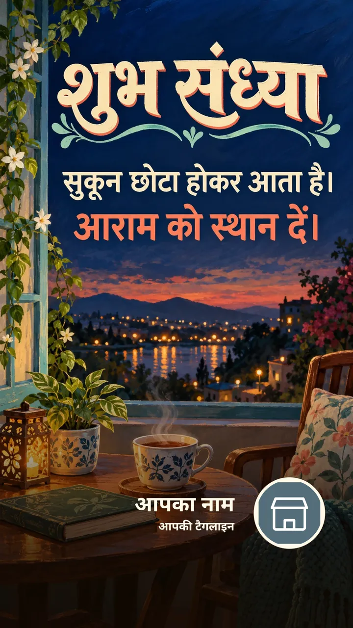 शुभ संध्या - सुकून छोटा होकर आता है। - आराम को स्थान दें। - Sandhya Image