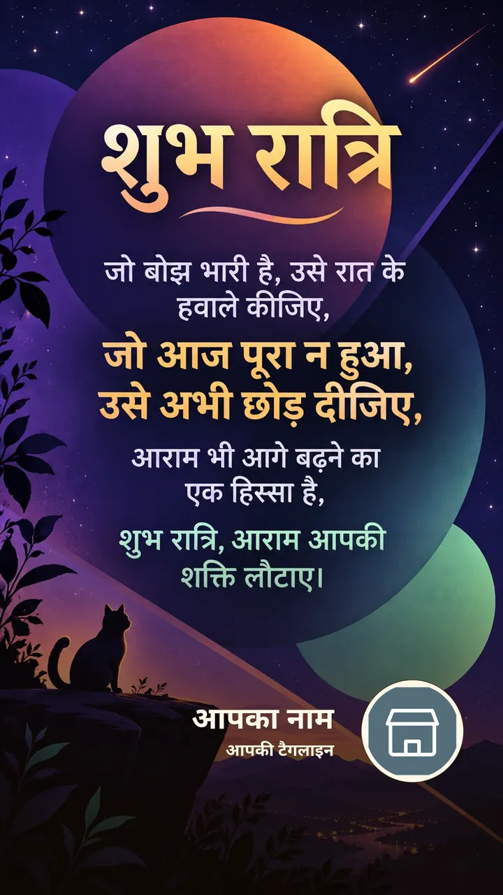शुभ रात्रि - जो बोझ भारी है, उसे रात के हवाले कीजिए, - जो आज पूरा न - Shubh Ratri Image, चाँद, तारे, मोमबत्ती