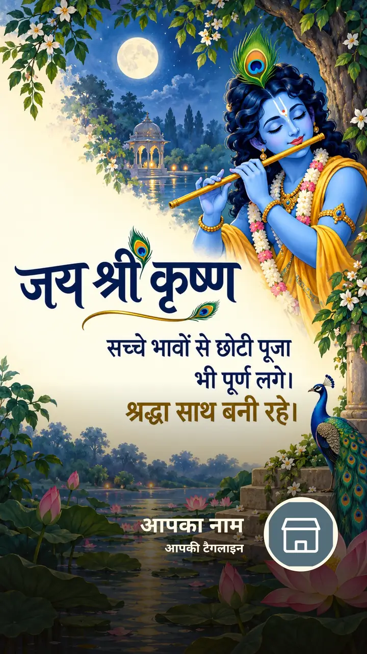 जय श्री कृष्ण - सच्चे भावों से छोटी पूजा भी पूर्ण लगे। - Bhakti Image, कृष्ण