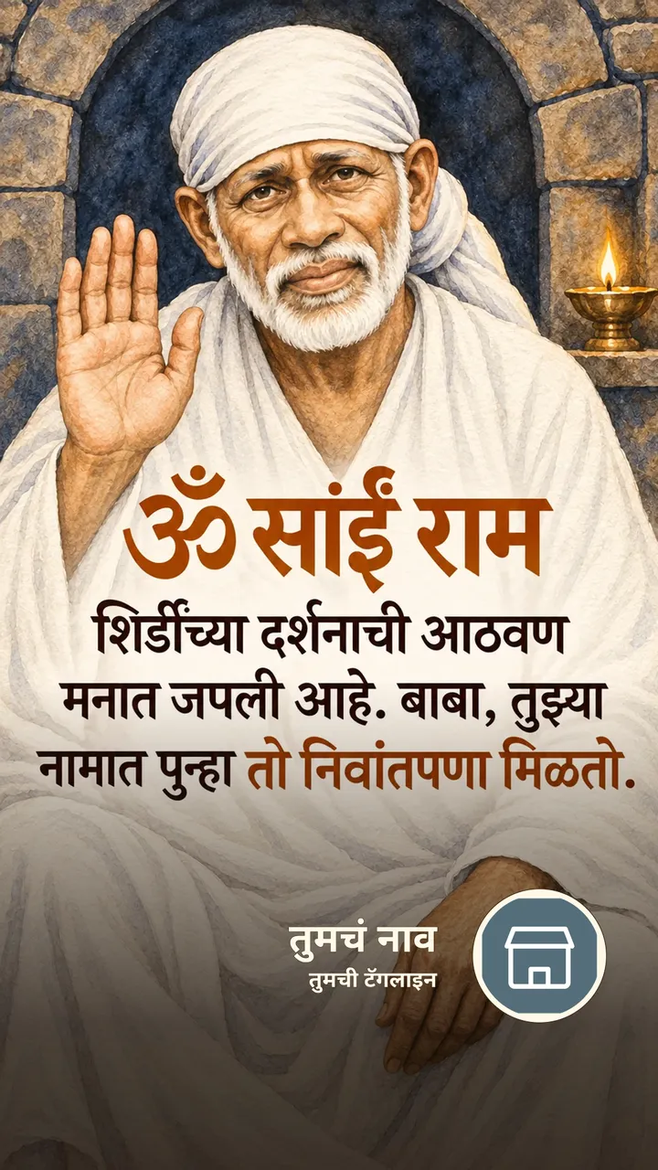 ॐ साईं राम - शिर्डीच्या दर्शनाची आठवण - Bhakti Image, दिवा, साईबाबा