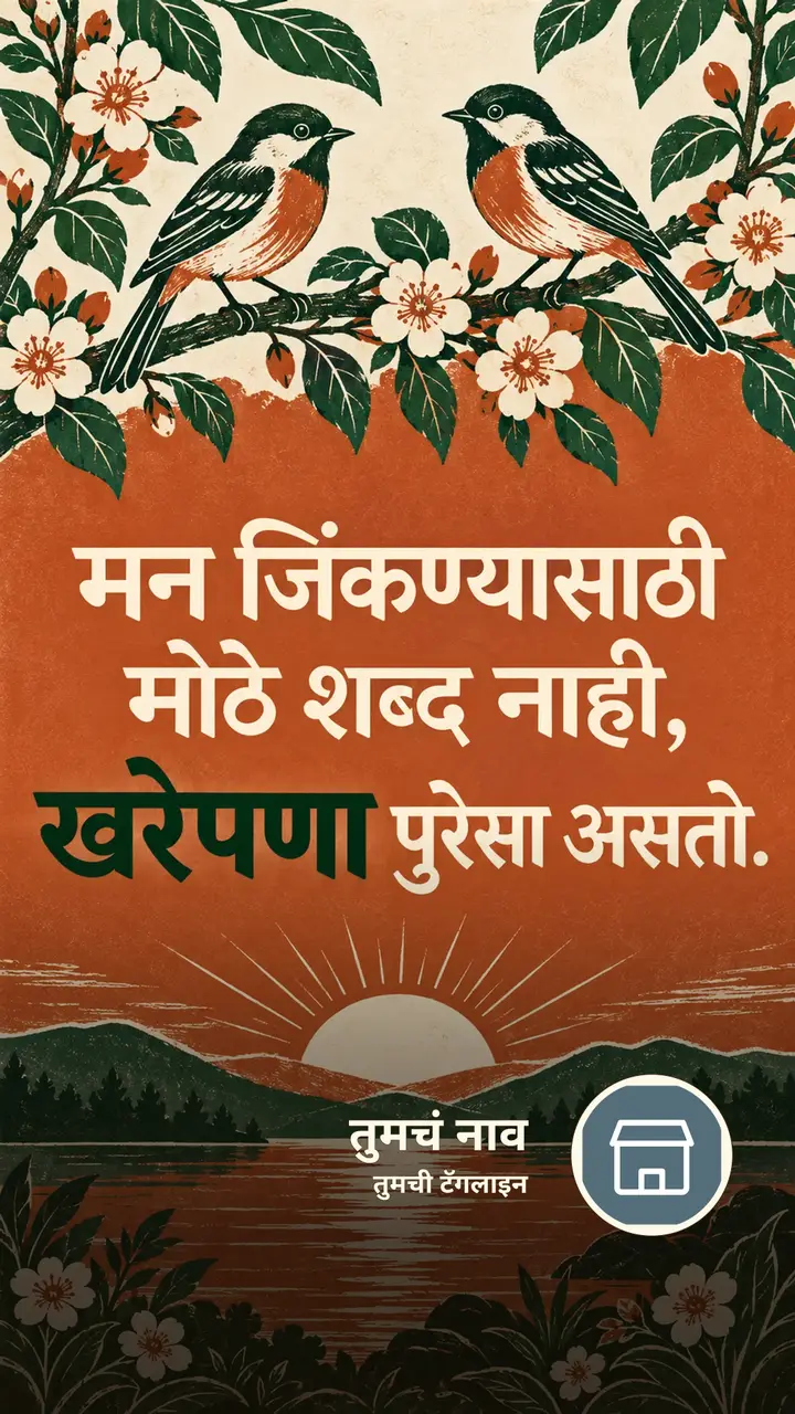 मन जिंकण्यासाठी मोठे शब्द नाही, - Suvichar Image, फुलं, पक्षी