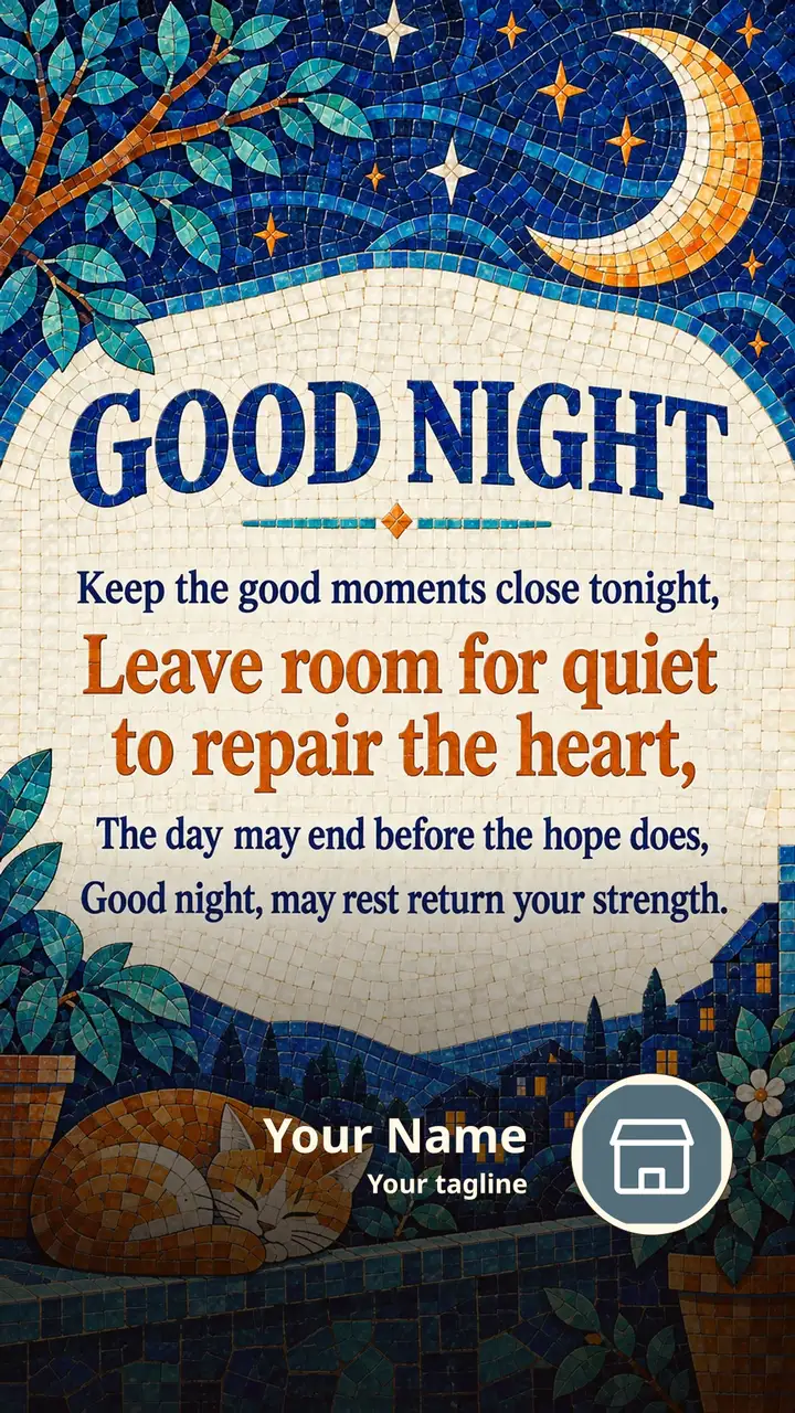 GOOD NIGHT - Keep the good moments close tonight, - Leave room for - Good Night Image, Moon, Stars, Candle
