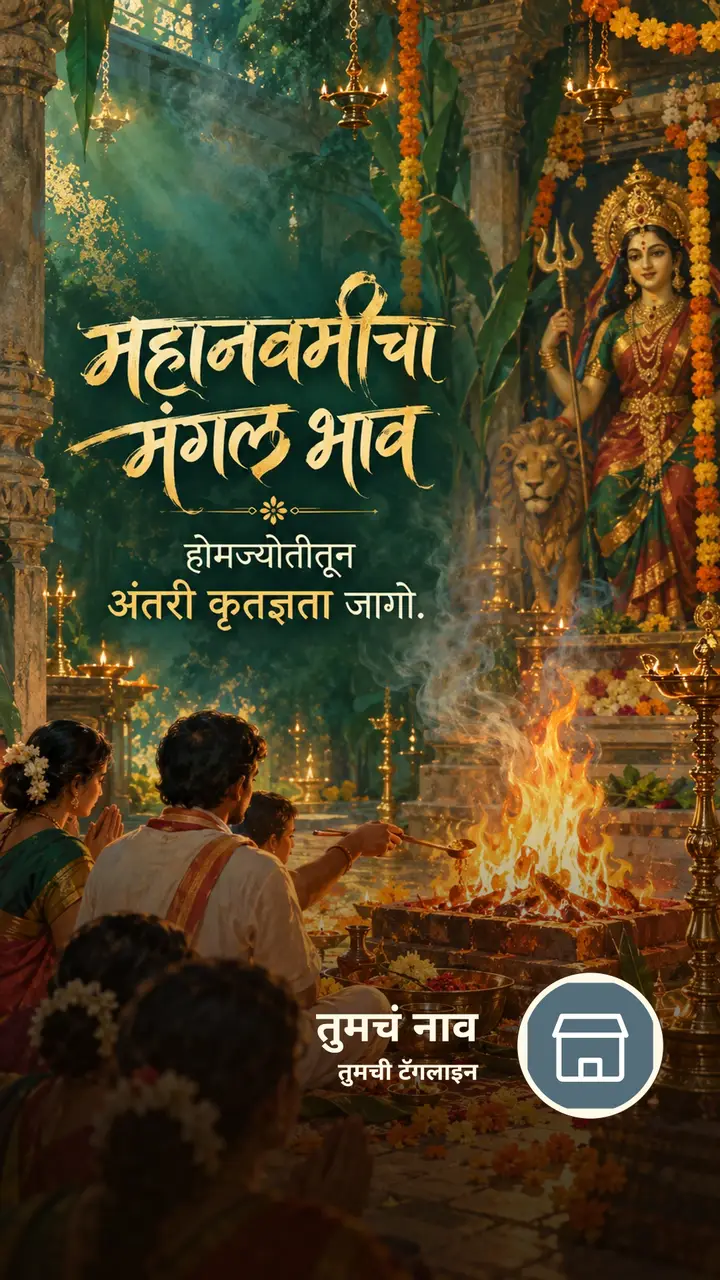 महानवमीचा मंगल भाव - Festival Image, फुलं, दिवा, दुर्गा