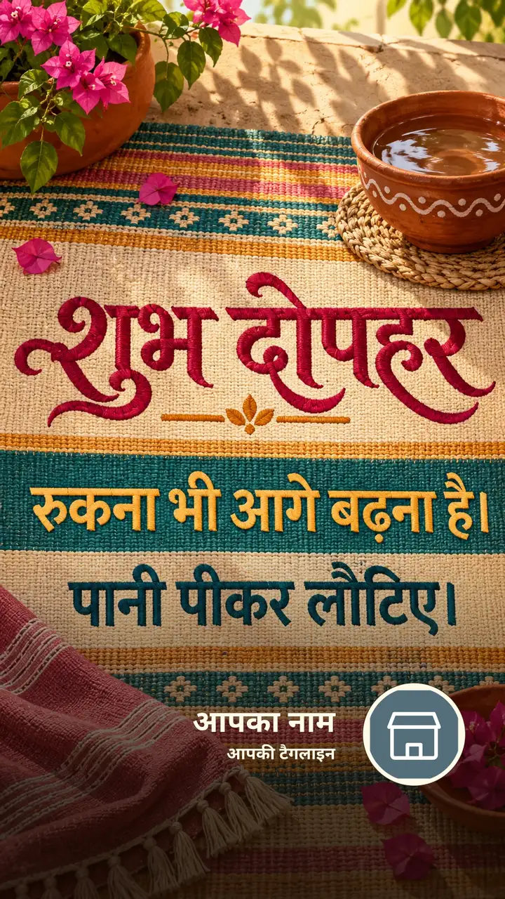 शुभ दोपहर - रुकना भी आगे बढ़ना है। - पानी पीकर लौटिए। - Dopahar Image